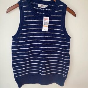 Vineyard Vines Womens Navy and White Striped Knit sleeveless sweater NWT size S